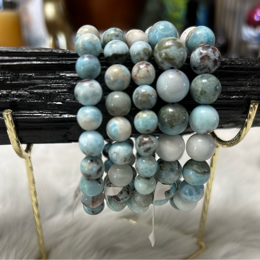 genuine LARIMAR beaded crystal bracelet